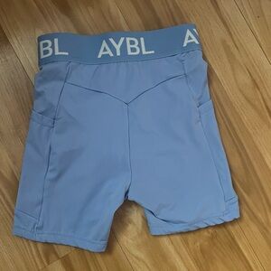 AYBL biker shorts with butt scrunch. Light blue XS.
